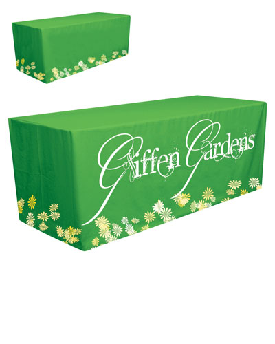 Full color imprint surrounding your table cloth.